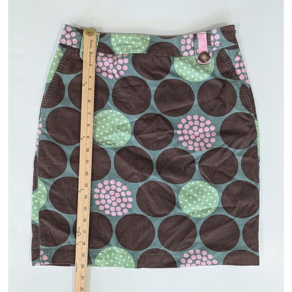 Boden Corduroy Mini Skirt Mint Green Brown Pink Polka Dot Pockets - Picture 5 of 9
